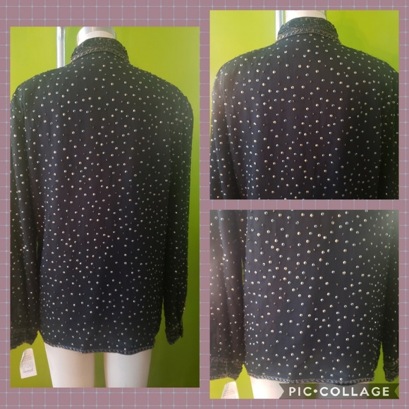 Spiegel Deadstock Vintage Beaded Button Up Blouse - Picture 6 of 7